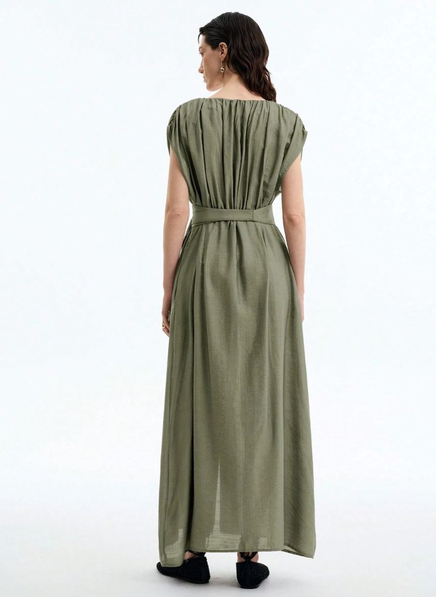 Casual V-neck Maxi Dress - Linheir