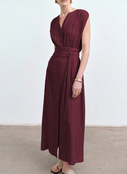 Casual V-neck Maxi Dress - Linheir