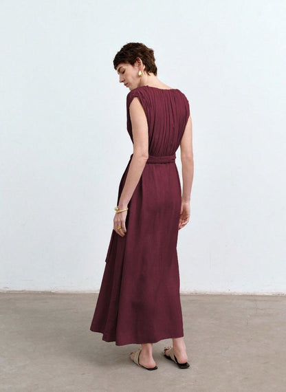 Casual V-neck Maxi Dress - Linheir