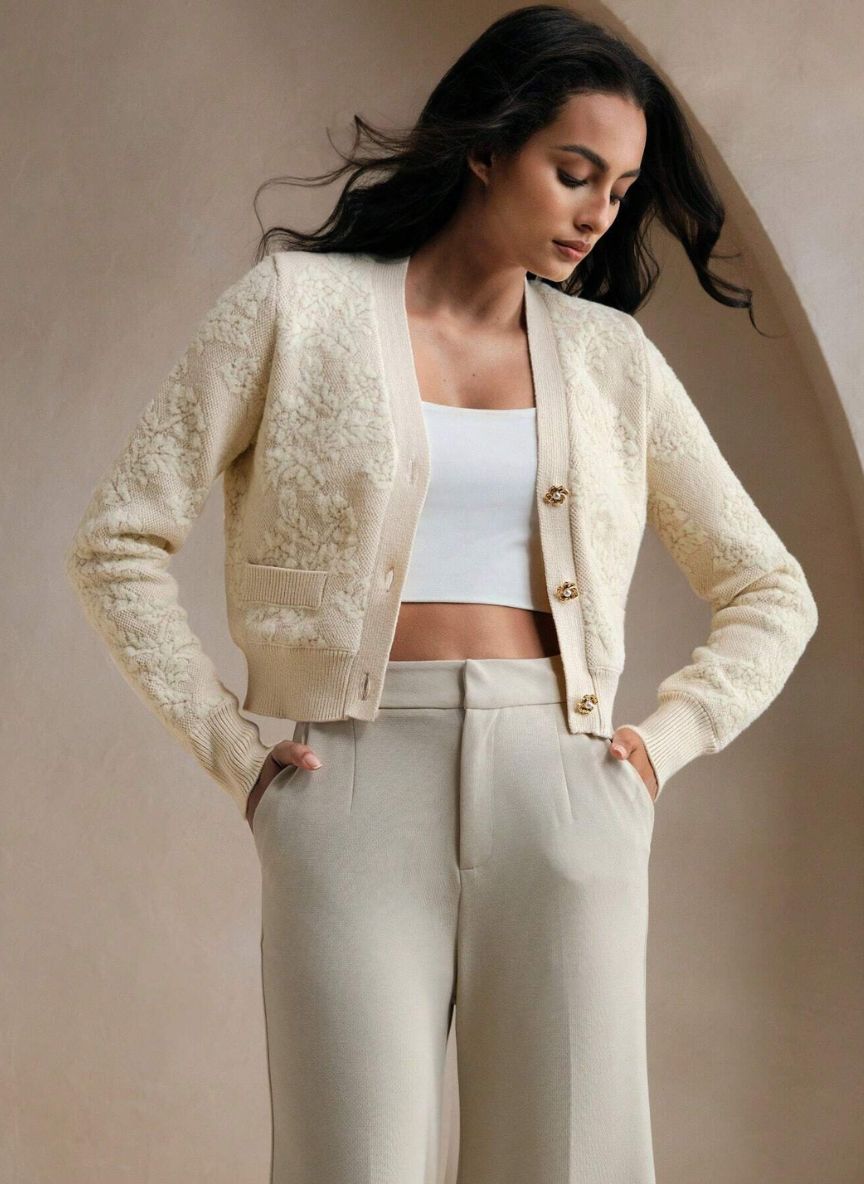 Long-sleeved Cardigan Textured Lining – Linheir