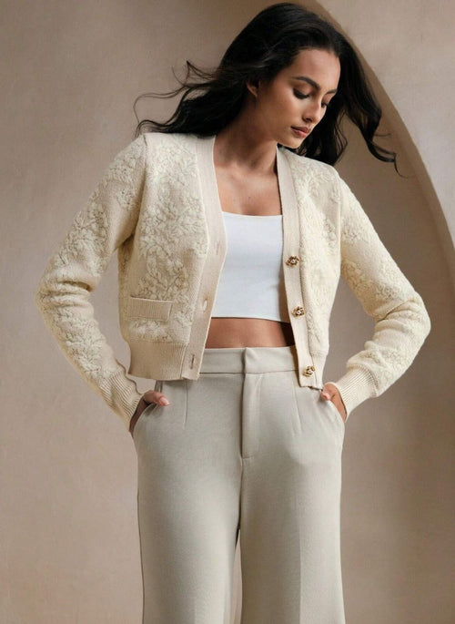 Long-sleeved Cardigan Textured Lining – Linheir