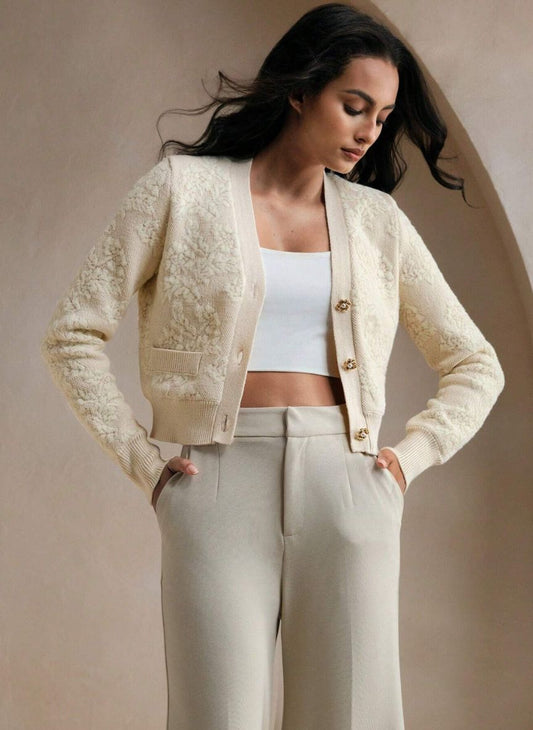 Long-sleeved Cardigan Textured Lining – Linheir