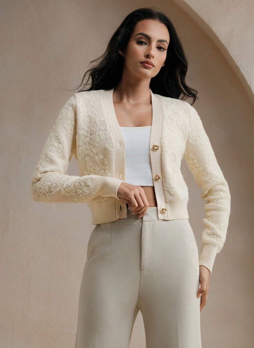 Long-sleeved Cardigan Textured Lining – Linheir