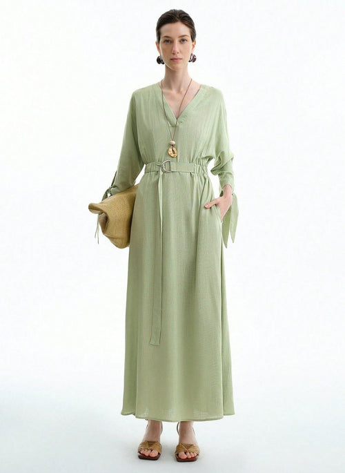 Midi Dress with Defined Waist - Linheir