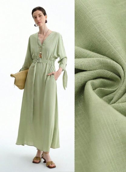 Midi Dress with Defined Waist - Linheir