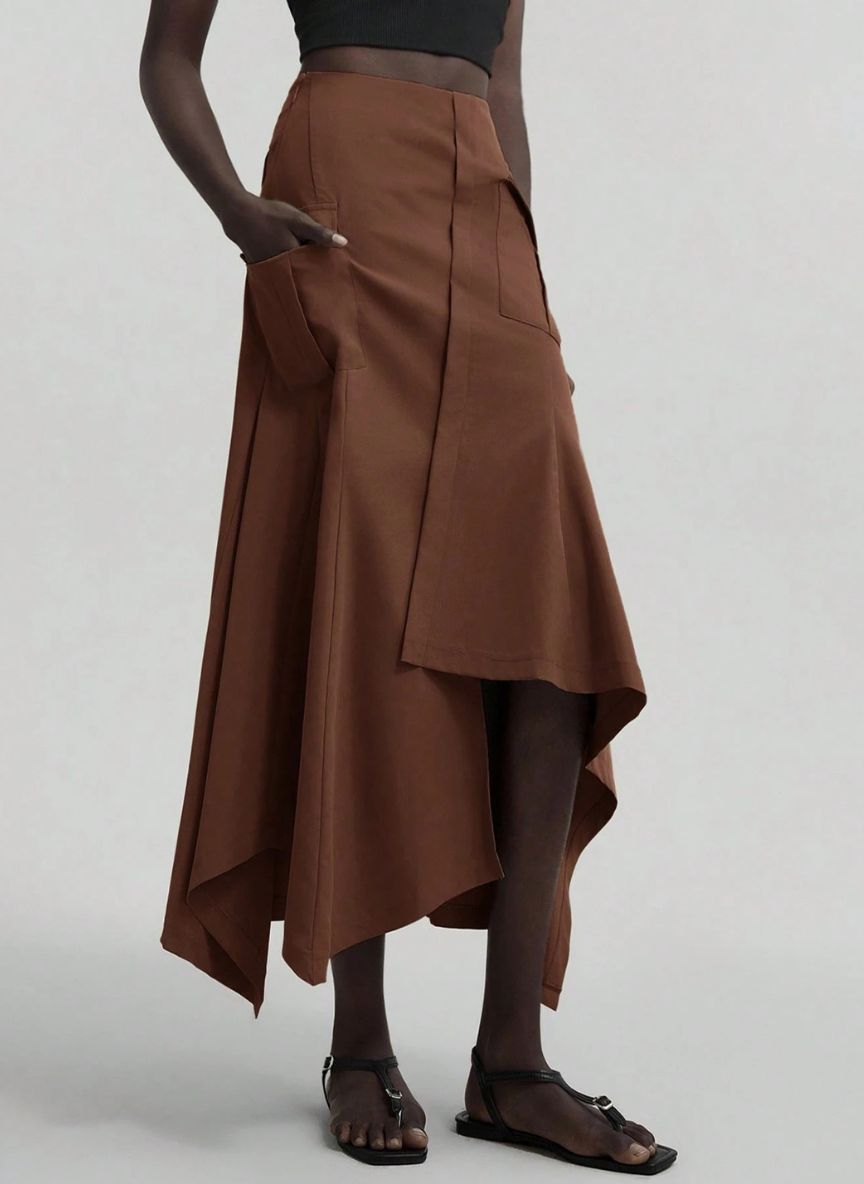 Plain Asymmetrical Hem Skirt – Linheir