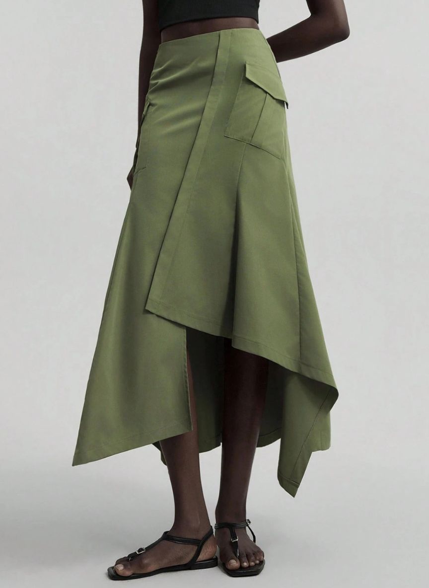 Plain Asymmetrical Hem Skirt – Linheir