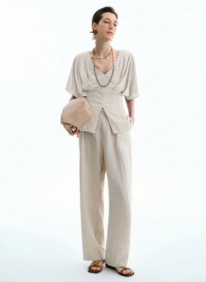 Raglan Sleeve T-Shirt Gathered Sleeves - Linheir