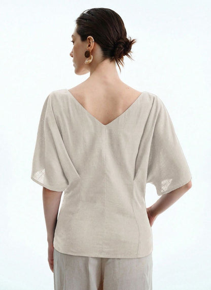 Raglan Sleeve T-Shirt Gathered Sleeves - Linheir