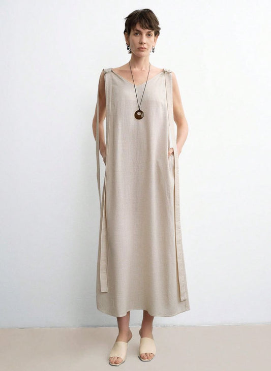 Sleeveless Maxi Dress D-shaped Ring Detail - Linheir