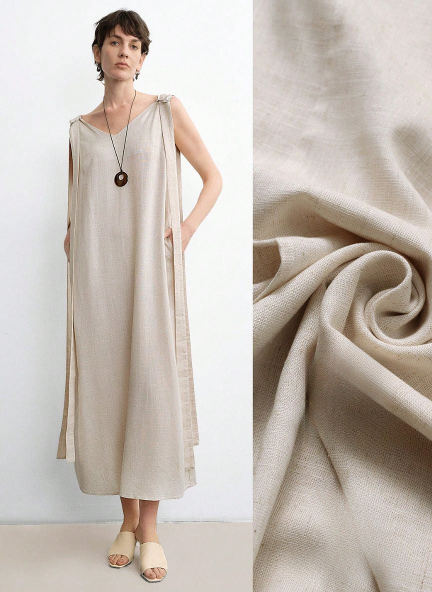 Sleeveless Maxi Dress D-shaped Ring Detail - Linheir