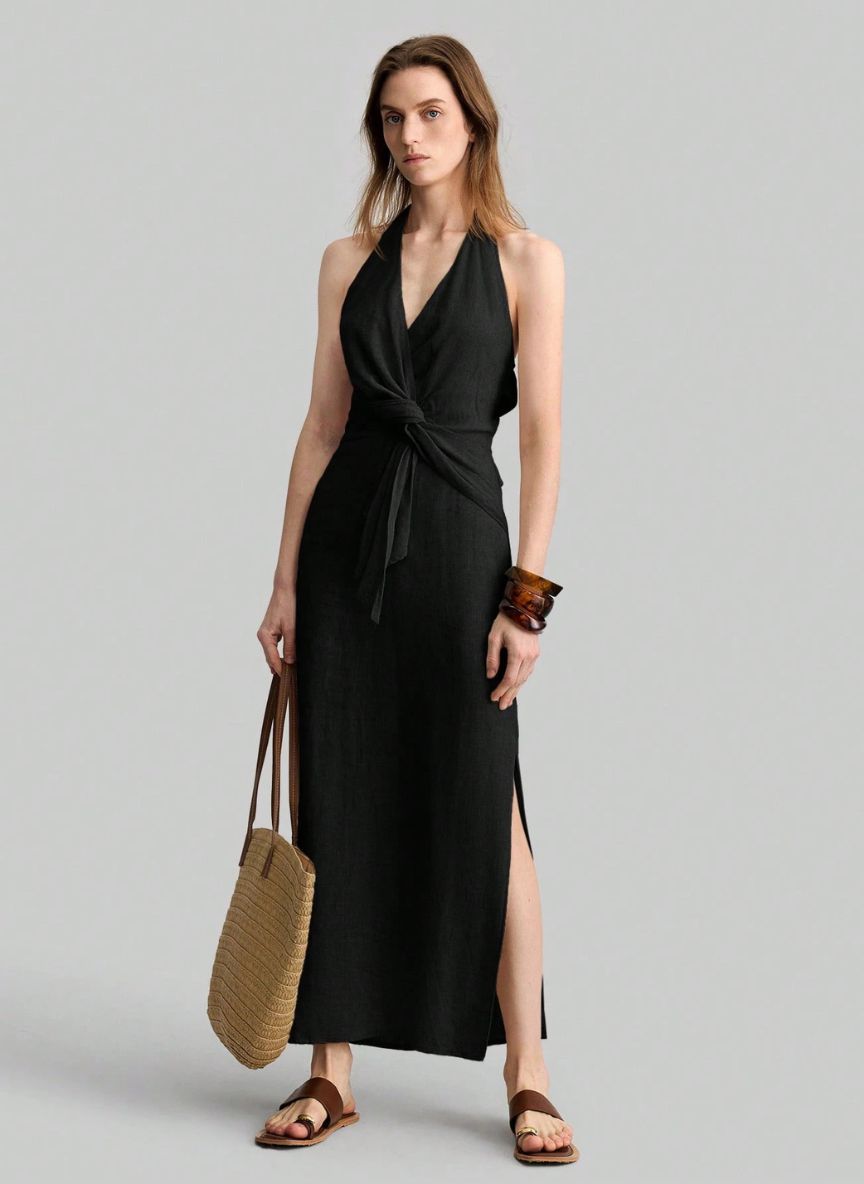 Sleeveless Dress With Side Slit - Linheir