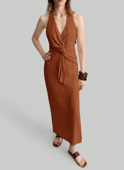 Sleeveless Dress With Side Slit - Linheir
