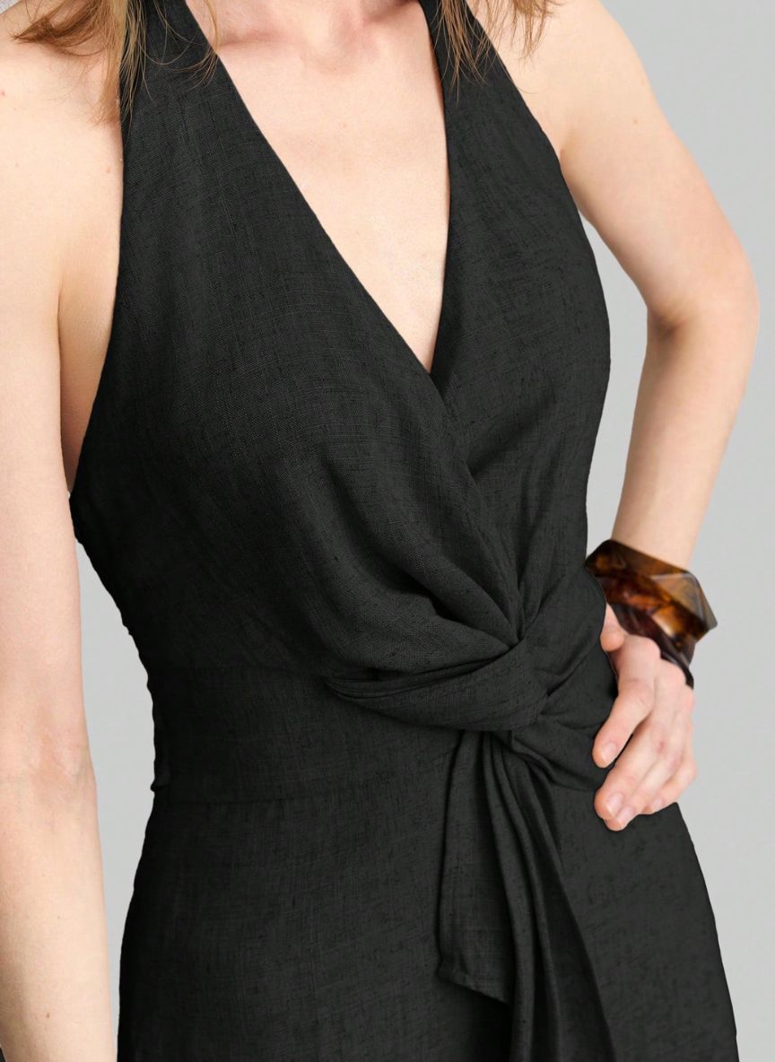 Sleeveless Dress With Side Slit - Linheir