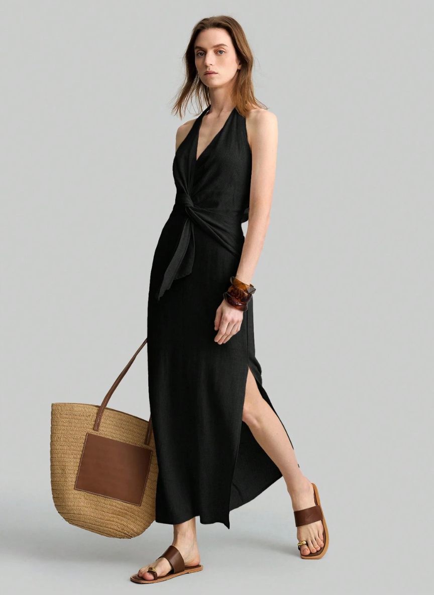 Sleeveless Dress With Side Slit - Linheir