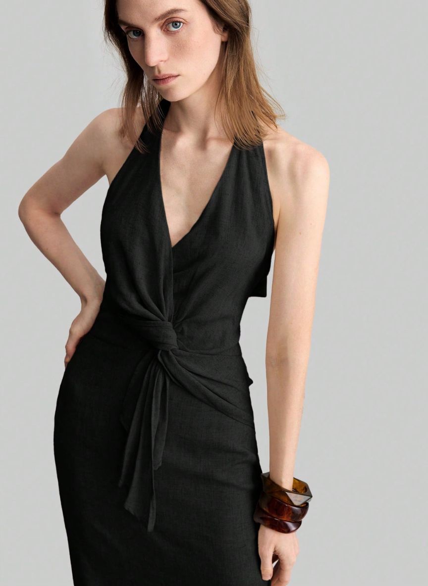 Sleeveless Dress With Side Slit - Linheir