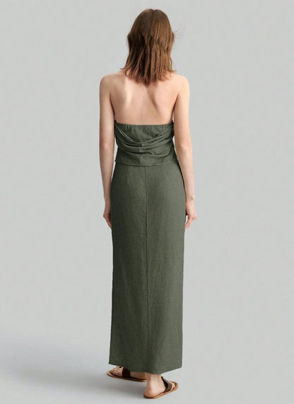 Sleeveless Dress With Side Slit - Linheir