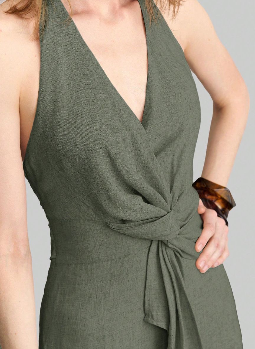 Sleeveless Dress With Side Slit - Linheir