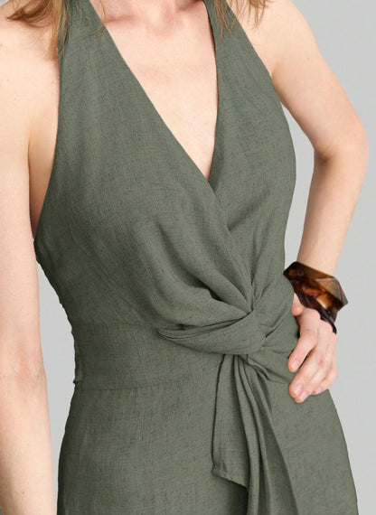 Sleeveless Dress With Side Slit - Linheir