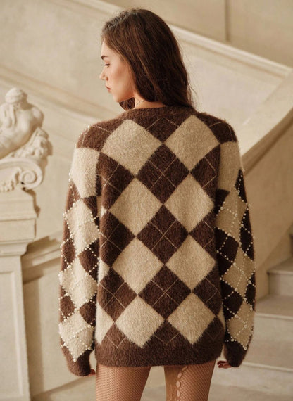 Vintage Pearl Touch Cardigan V-Neck - Linheir