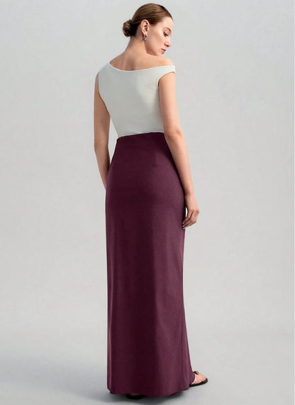 Wide Front Slit Skirt With Button – Linheir