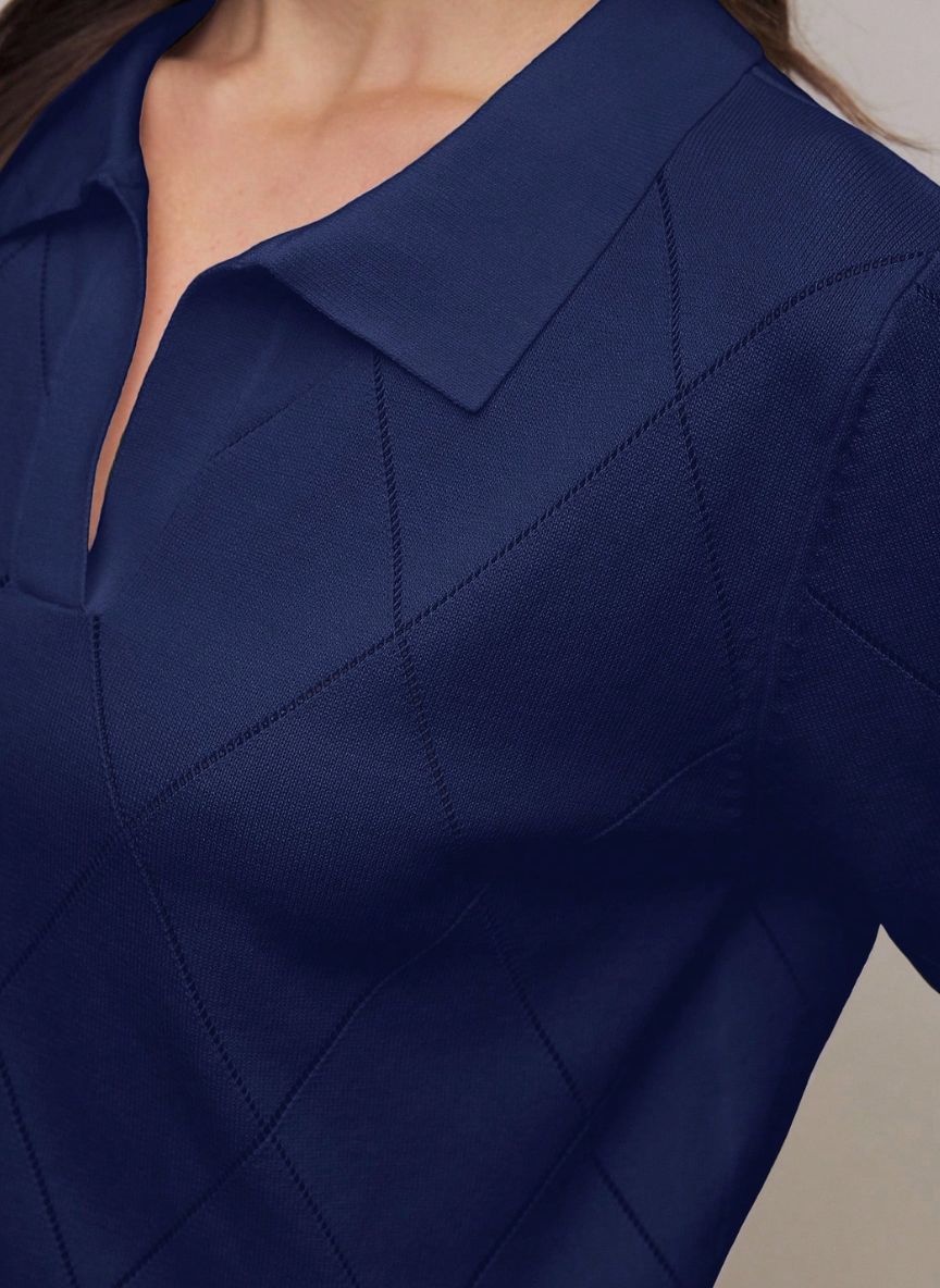 Women's High Neck Diamond Pattern Sweater – Linheir