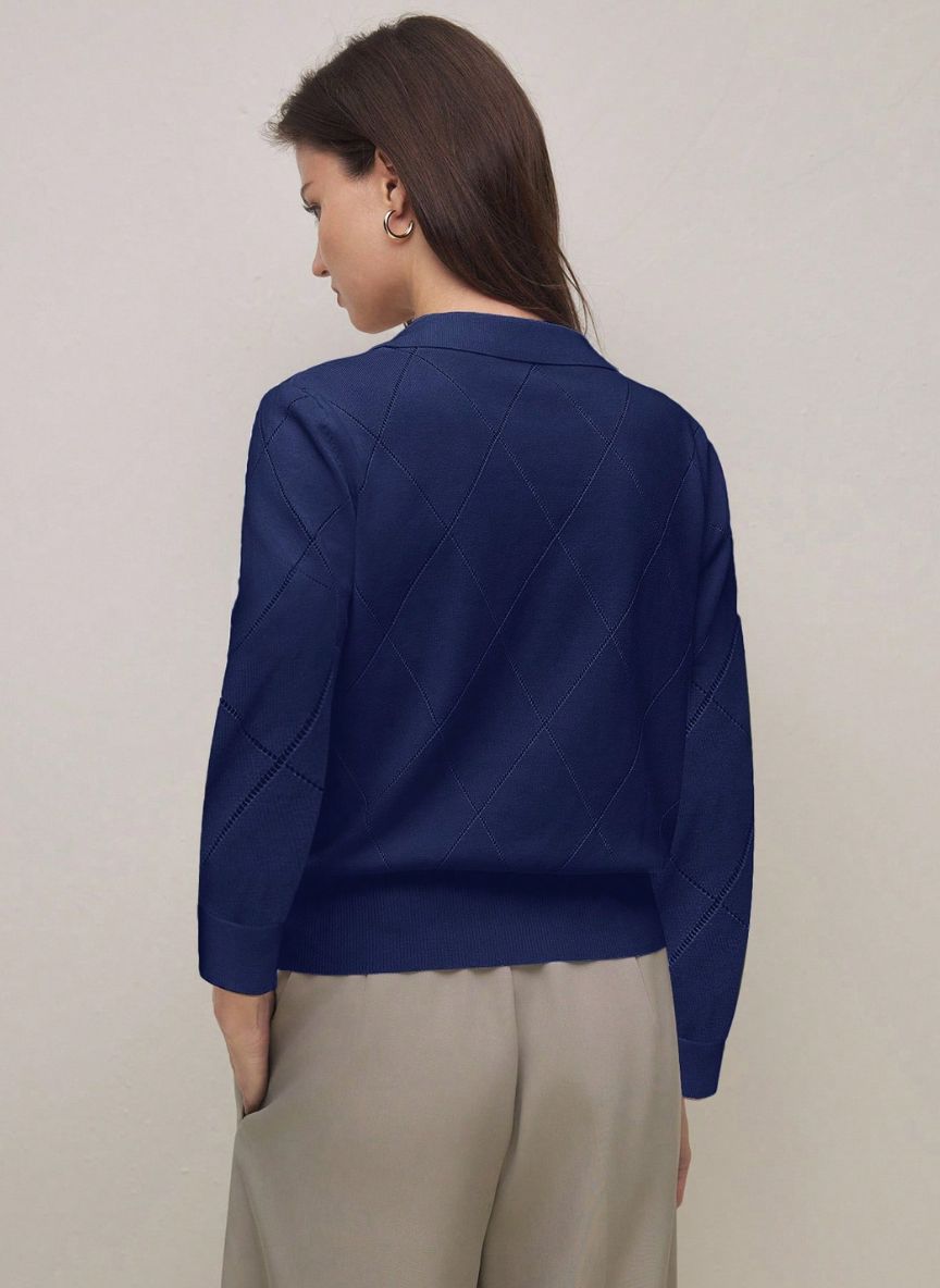 Women's High Neck Diamond Pattern Sweater – Linheir