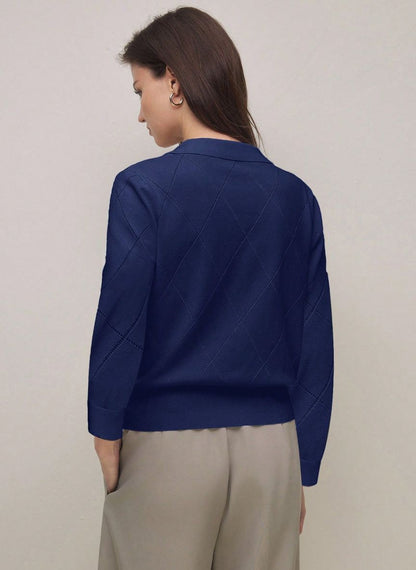 Women's High Neck Diamond Pattern Sweater – Linheir