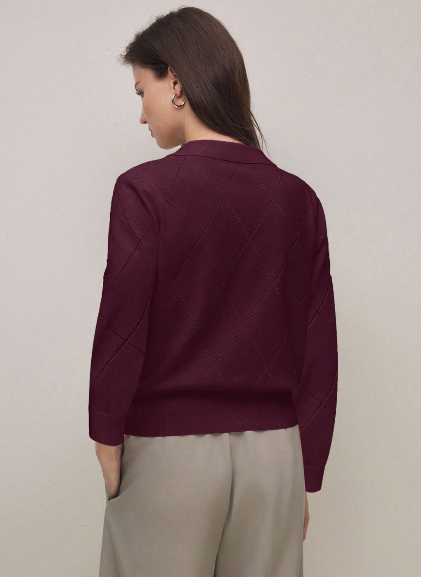 Women's High Neck Diamond Pattern Sweater – Linheir