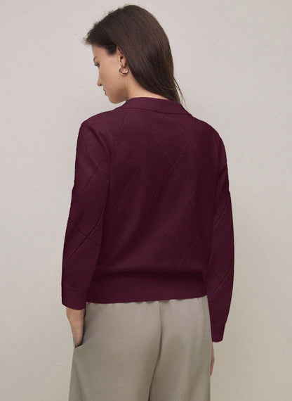 Women's High Neck Diamond Pattern Sweater – Linheir