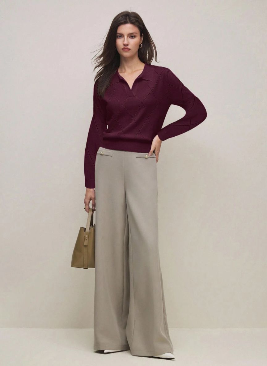 Women's High Neck Diamond Pattern Sweater – Linheir