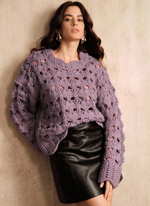 Women's Icelandic Knit Sweater Cutouts - Linheir