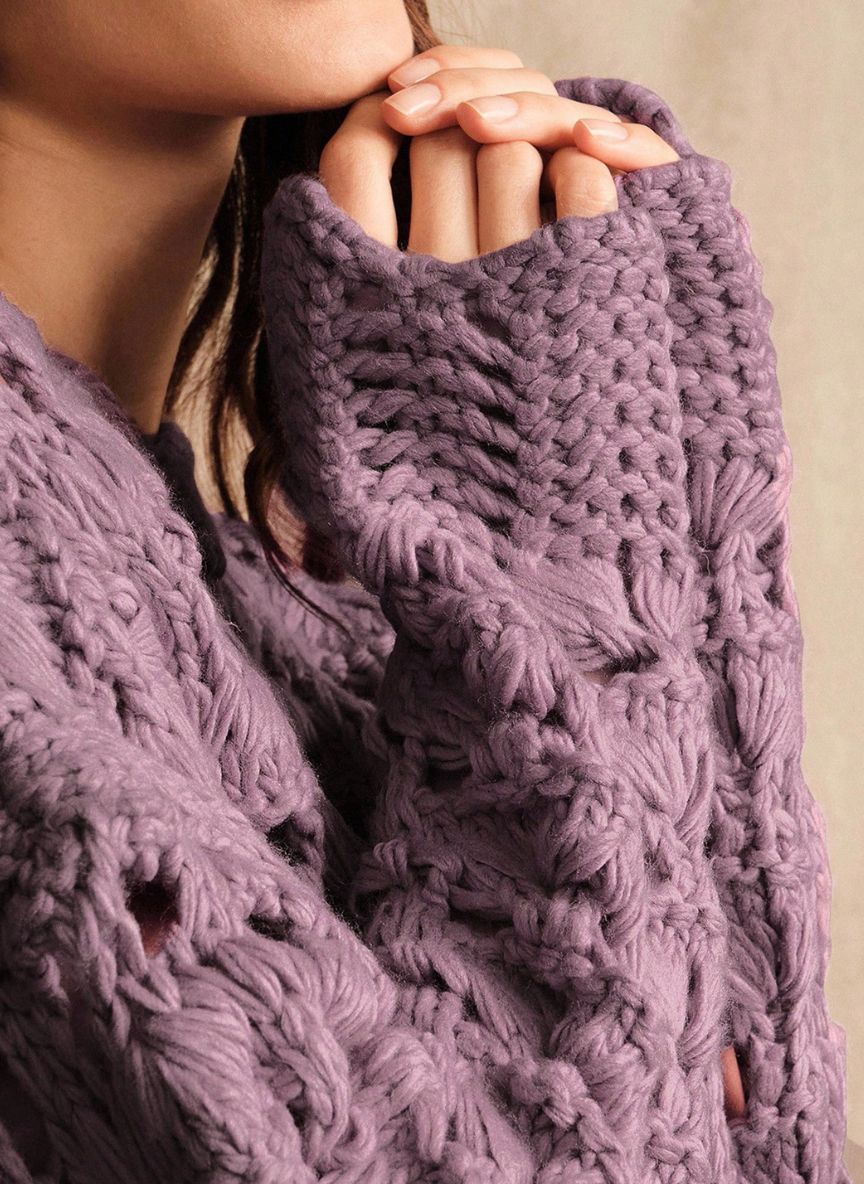 Women's Icelandic Knit Sweater Cutouts - Linheir