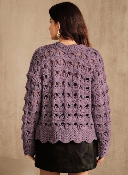 Women's Icelandic Knit Sweater Cutouts - Linheir