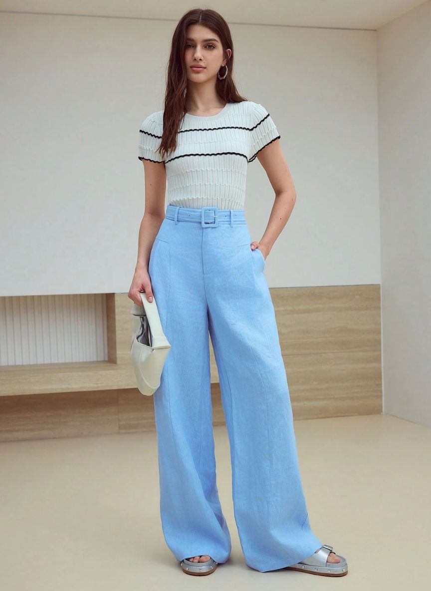 Women's Linen Pleated Pants - Linheir