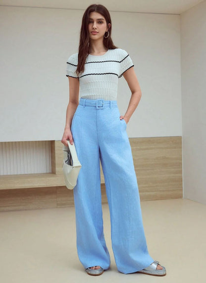 Women's Linen Pleated Pants - Linheir