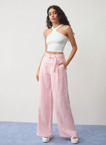 Women's Linen Pleated Pants - Linheir