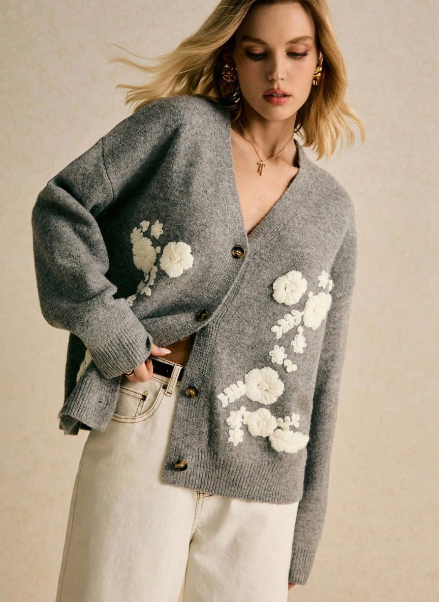 Women's Long Sleeve Cardigan Buttons – Linheir