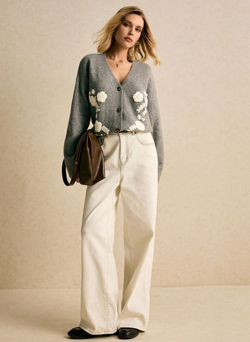 Women's Long Sleeve Cardigan Buttons – Linheir