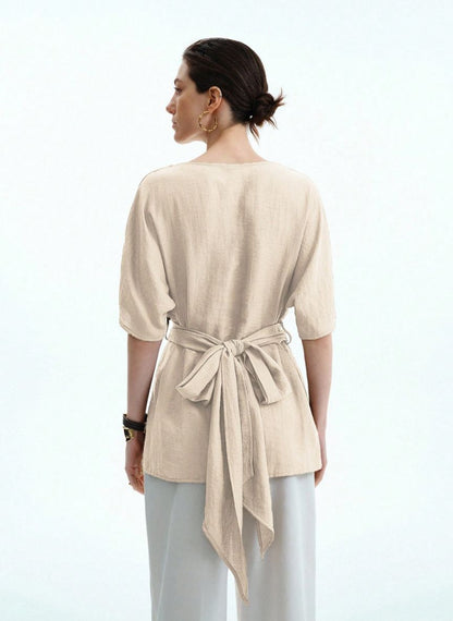 Women's Long T-Shirt Waist Tie - Linheir