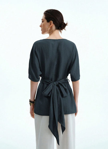 Women's Long T-Shirt Waist Tie - Linheir