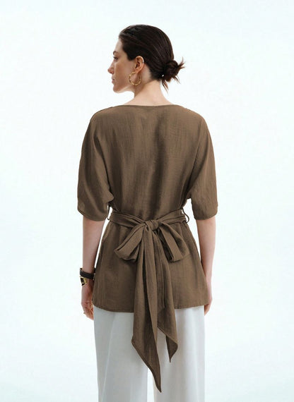 Women's Long T-Shirt Waist Tie - Linheir