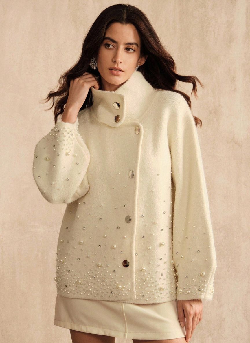 Women's Pearl Cardigan Luxurious Winter - Linheir