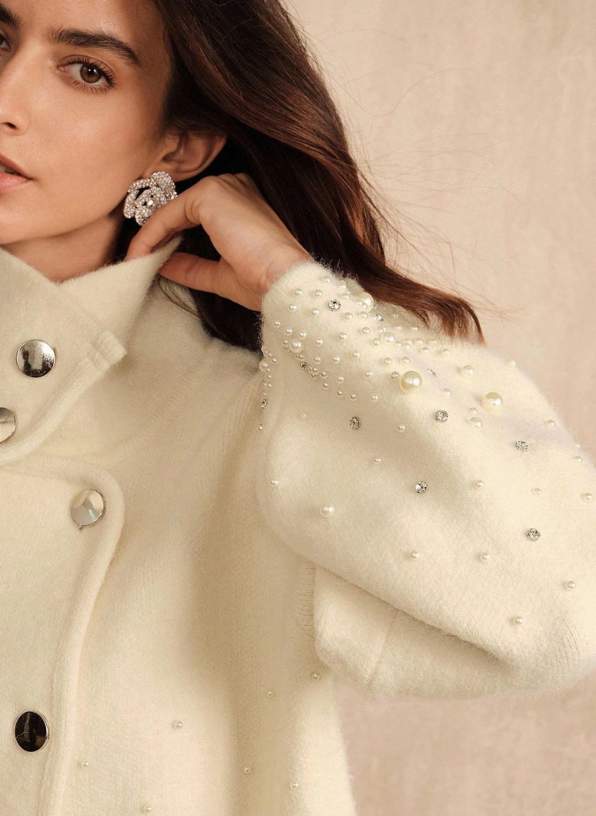 Women's Pearl Cardigan Luxurious Winter - Linheir