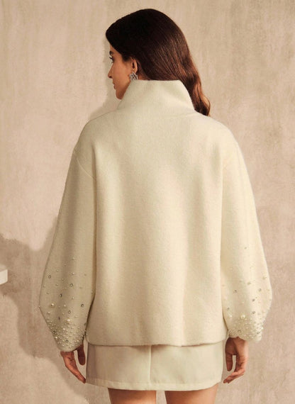 Women's Pearl Cardigan Luxurious Winter - Linheir