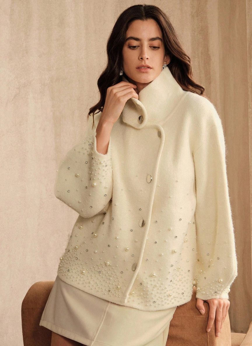 Women's Pearl Cardigan Luxurious Winter - Linheir