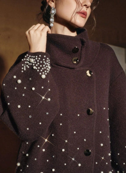 Women's Pearl Cardigan Luxurious Winter - Linheir