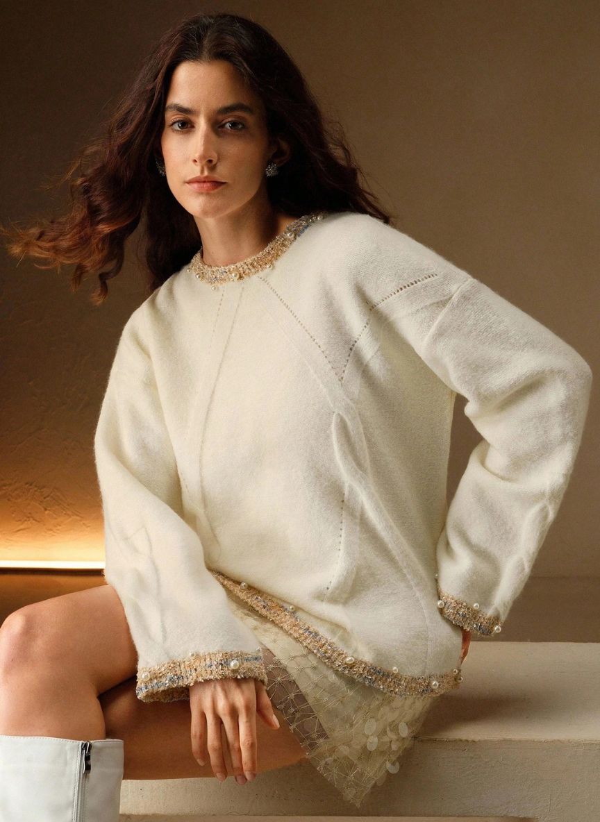 Women's Plain Round Neck Sweater – Linheir