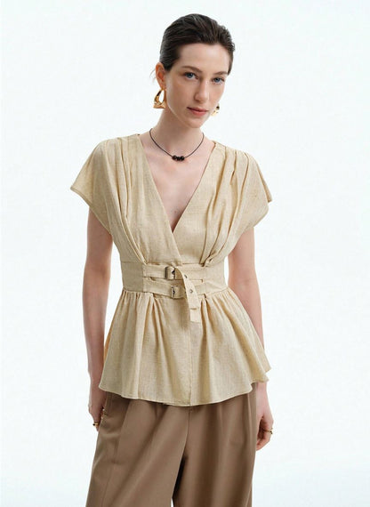 Women's T-shirt Belt and A-line Hem - Linheir