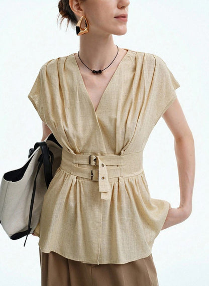 Women's T-shirt Belt and A-line Hem - Linheir